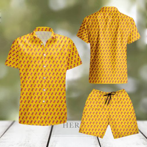 Pokemon Cute Pattern Yellow Hawaiian Shirt And Short For Men Women