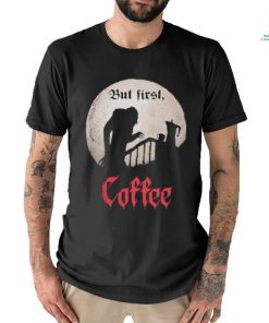 Qwertee Shop But First, Coffee Shirt