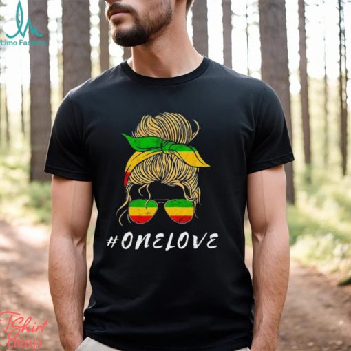 Rasta Reggae Music One Love Messy Bun Hair Jamaica Rastafari Shirt