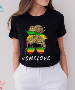 Rasta Reggae Music One Love Messy Bun Hair Jamaica Rastafari Shirt
