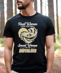 Real Women Love Football Smart Women Love The Colorado Buffaloes Football Diamond Heart T shirt