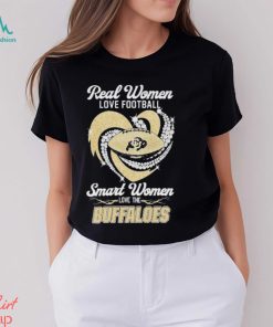 Real Women Love Football Smart Women Love The Colorado Buffaloes Football Diamond Heart T shirt