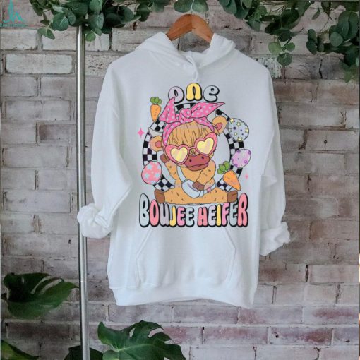 Retro One Boujee Heifer Easter Cow shirt