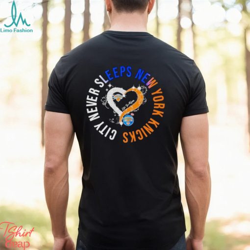 Rhinestone heart city never sleeps New York Knicks shirt