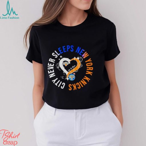 Rhinestone heart city never sleeps New York Knicks shirt