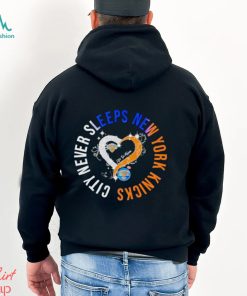 Rhinestone heart city never sleeps New York Knicks shirt