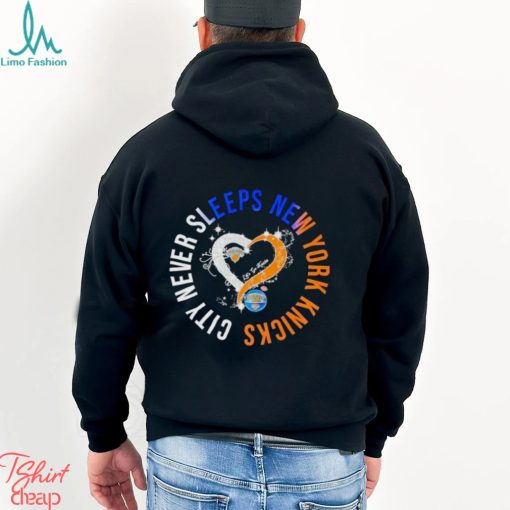 Rhinestone heart city never sleeps New York Knicks shirt