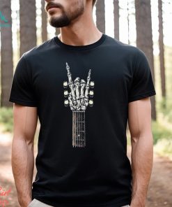Rock On Guitar Neck Rock & Roll Halloween Skeleton Hand Shirt