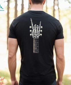 Rock On Guitar Neck Rock & Roll Halloween Skeleton Hand Shirt