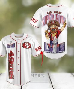 SF 49ers Super Bowl LVIII Custom Name Baseball Jersey