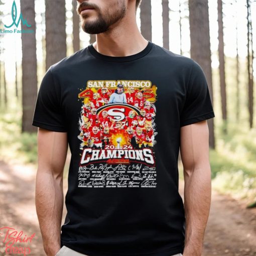 San Francisco 49ers 2024 Champions signatures shirt