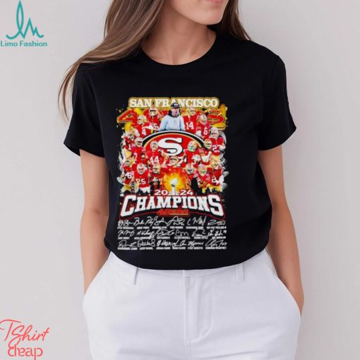 San Francisco 49ers 2024 Champions signatures shirt