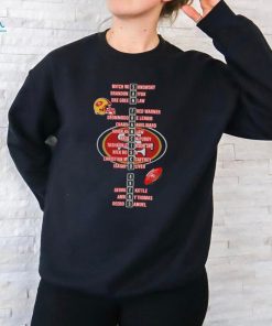 San Francisco 49ers names player celebrate victory helmet logo shirt