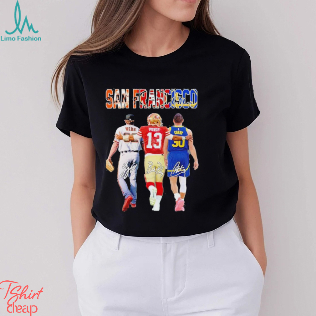 San Francisco Webb Purdy And Curry Signatures T Shirt San Francisco Webb Purdy And Curry Signatures T Shirt
