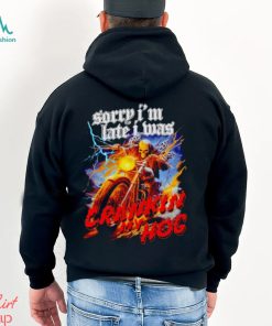 Skeleton sorry I’m late I was crankin my hog shirt