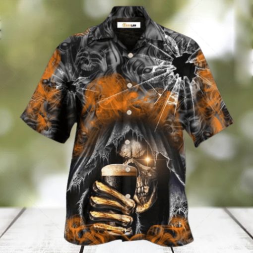 Skull Dark Drinking Smoke Lighting Hawaiian Shirt