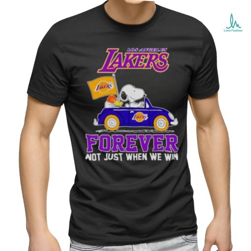 Snoopy and WoodStock Los Angeles Lakers basketball forever fan not just when win shirt