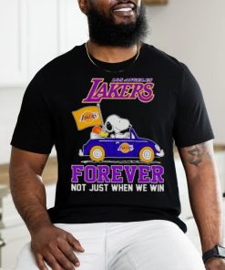Snoopy and WoodStock Los Angeles Lakers basketball forever fan not just when win shirt