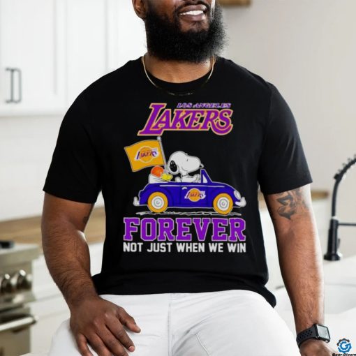 Snoopy and WoodStock Los Angeles Lakers basketball forever fan not just when win shirt