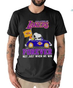 Snoopy and WoodStock Los Angeles Lakers basketball forever fan not just when win shirt