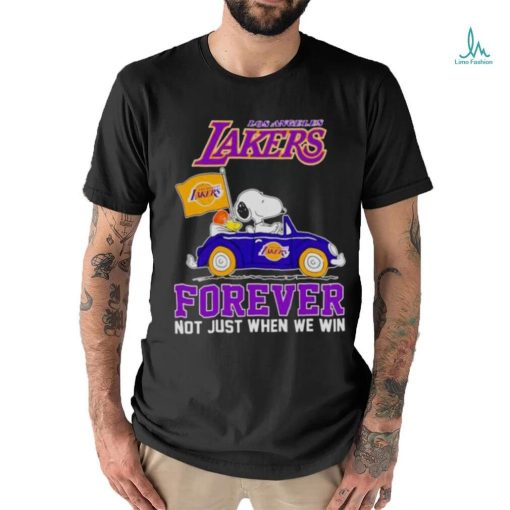 Snoopy and WoodStock Los Angeles Lakers basketball forever fan not just when win shirt