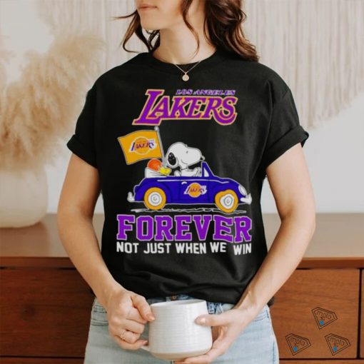 Snoopy and WoodStock Los Angeles Lakers basketball forever fan not just when win shirt