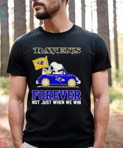 Snoopy and Woodstock driving car Baltimore Ravens forever not just when we win shirt