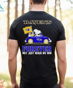 Snoopy and Woodstock driving car Baltimore Ravens forever not just when we win shirt