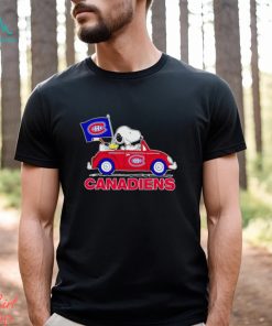 Snoopy and Woodstock driving car Canadiens shirt