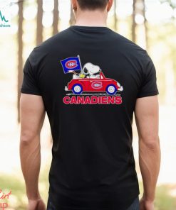 Snoopy and Woodstock driving car Canadiens shirt