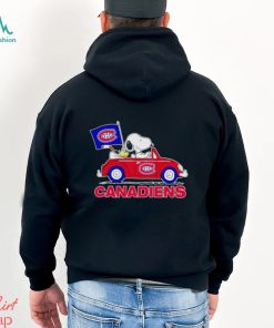 Snoopy and Woodstock driving car Canadiens shirt