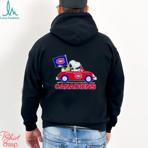 Snoopy and Woodstock driving car Canadiens shirt