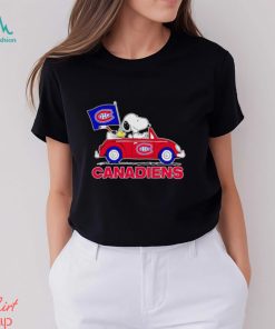 Snoopy and Woodstock driving car Canadiens shirt