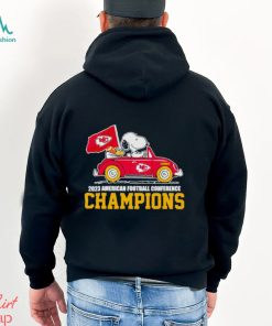 Snoopy and Woodstock driving car Kansas City Chiefs 2023 AFC Champions shirt