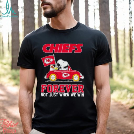 Snoopy and Woodstock driving car Kansas City Chiefs forever not just when we win shirt
