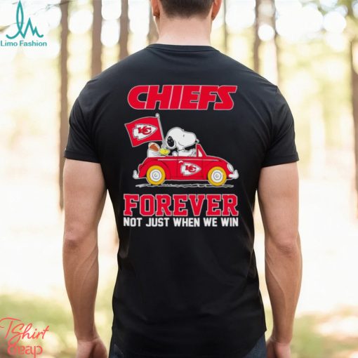Snoopy and Woodstock driving car Kansas City Chiefs forever not just when we win shirt