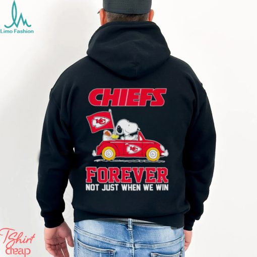 Snoopy and Woodstock driving car Kansas City Chiefs forever not just when we win shirt