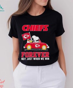 Snoopy and Woodstock driving car Kansas City Chiefs forever not just when we win shirt