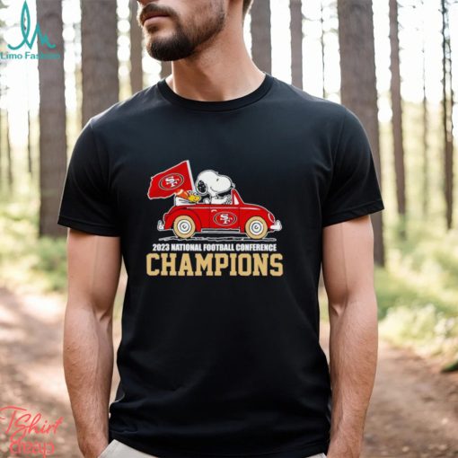 Snoopy and Woodstock driving car San Francisco 49ers 2023 NFC Champions shirt