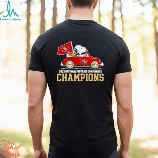 Snoopy and Woodstock driving car San Francisco 49ers 2023 NFC Champions shirt