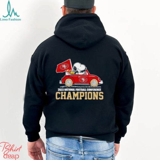 Snoopy and Woodstock driving car San Francisco 49ers 2023 NFC Champions shirt