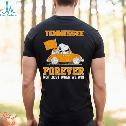 Snoopy and Woodstock driving car Tennessee forever not just when we win shirt