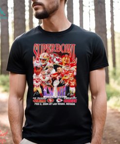 Super Bowl LVIII San Francisco 49ers vs Kansas City Chiefs Feb 11 2024 at Las Vegas Nevada signatures shirt