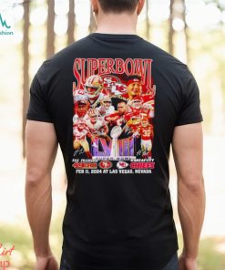 Super Bowl LVIII San Francisco 49ers vs Kansas City Chiefs Feb 11 2024 at Las Vegas Nevada signatures shirt