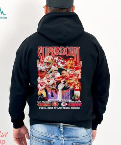 Super Bowl LVIII San Francisco 49ers vs Kansas City Chiefs Feb 11 2024 at Las Vegas Nevada signatures shirt