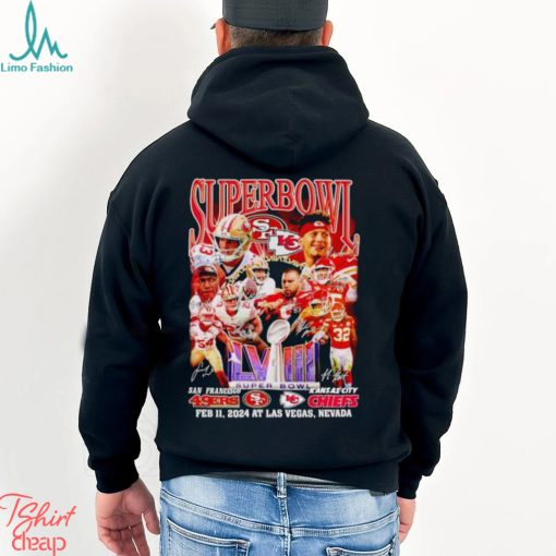 Super Bowl LVIII San Francisco 49ers vs Kansas City Chiefs Feb 11 2024 at Las Vegas Nevada signatures shirt