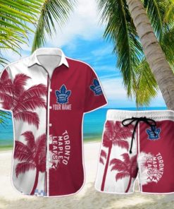 Toronto Maple Leafs Hawaiian Shirt And Short Palm Tree Custom Name