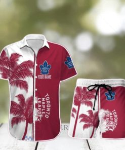 Toronto Maple Leafs Hawaiian Shirt And Short Palm Tree Custom Name