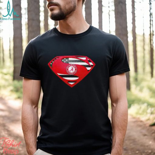 USA Flag Inside Alabama Crimson Tide Superman shirt