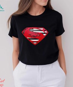 USA Flag Inside Arkansas Razorbacks Superman shirt